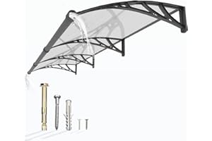 GUANSU-CN Window Awning Door Canopy 40"x120", Awnings for Doors Polycarbonate Cover Patio Door Awning UV Rain Snow Sunlight Protection Hollow Sheet with Separate Drainage Sink, Black Bracket & Transparent Board