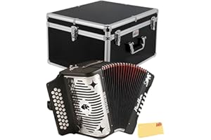Hohner Panther Diatonic Accordion - Keys F/Bb/Eb Bundle with Hard Case and Austin Bazaar Polishing Cloth