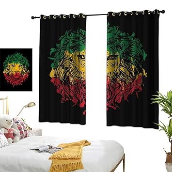 Amazon Com Thermal Curtains Rasta Ethiopian Flag Colors On Grunge