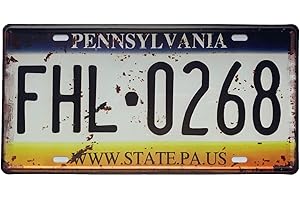 ROOKOPR Pennsylvania License Plate Aluminum Novelty Car Decor car Plates Pennsylvania 12"x6" Front of Car Decorative Retro Rusty License Plate for Men Women Car-38