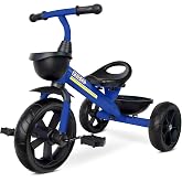 KRIDDO Toddler Tricycle for Toddlers Age 2-5, Sport Trike | Tricycles for 3-5 Year Olds, Blue, Easy to Assemble, 2 Year Old Boy Birthday Gift, Outdoor Toys