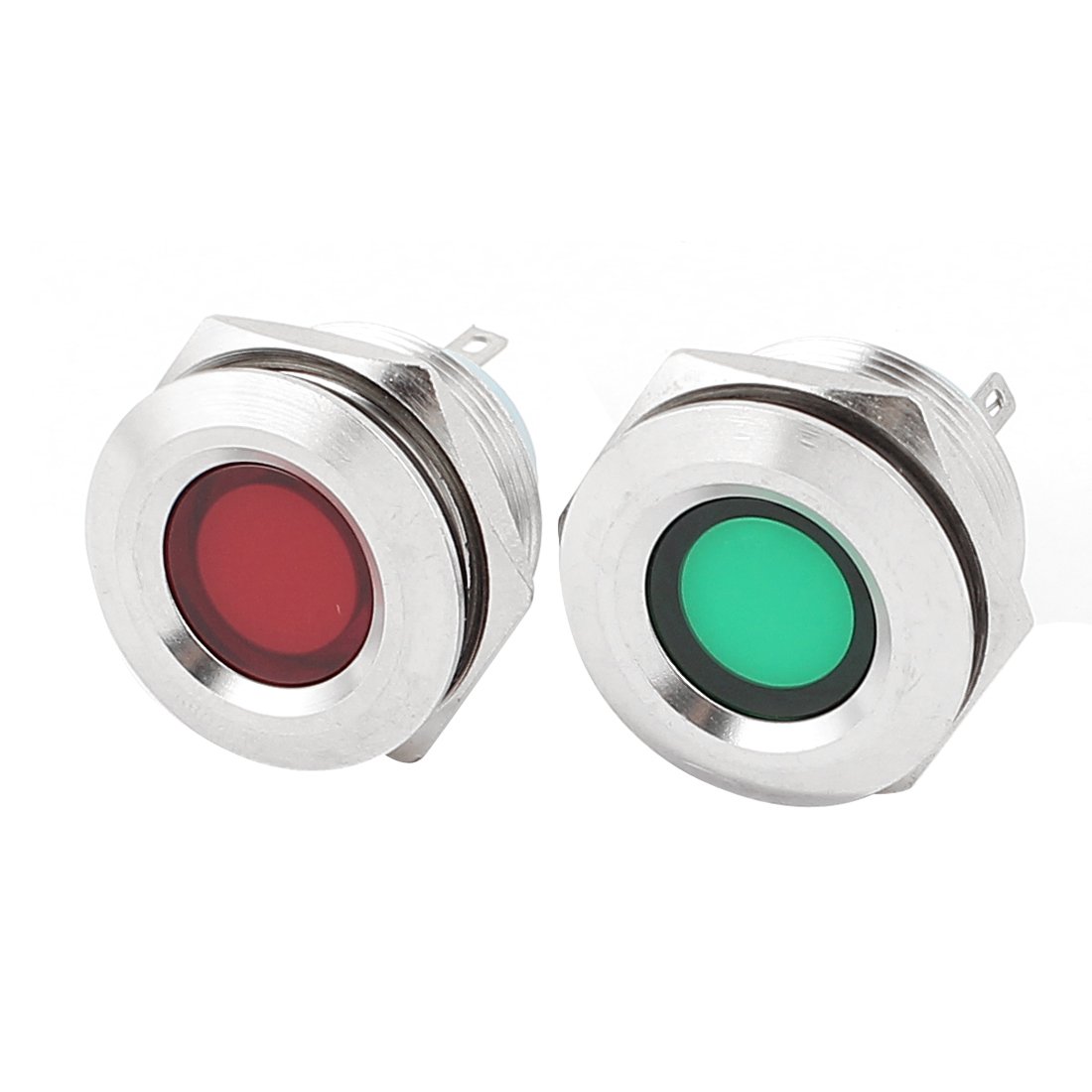 sourcingmap® 2Pcs 22mm Mounted Thread DC 12V Red Green LED Indicator Light Set