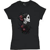 Gothic Sugar Skull Roses Women's T-Shirt Day of Dead Dark Elegance Skeleton Dia de Los Muertos Floral Calavera Women's Tee