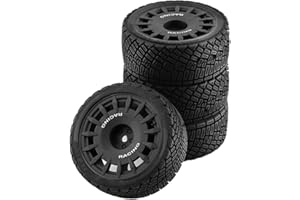 Chanmoo 1/10 RC Rally Car Tires On Road Tyres 12mm Hex Plastic Wheels Rims Compatible with 1/10 Scale Racing Car Tamiya TT01 TT02 XV01 TA06 PTG2 HPI KYOSHO HSP RC On-Road Car 4PCS (Black)