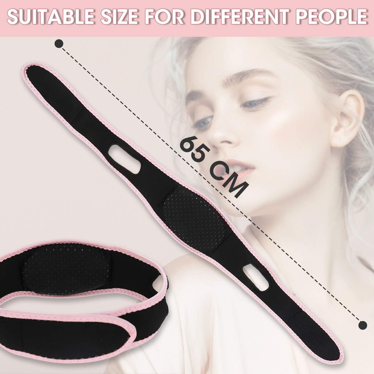 OUTERDO Facial Slimming Strap, Pain Free Lift the Face V line Shape Anti Wrinkle Chin Mask for Women for Face Neck and Chin Lift Double Effect Adjustable Pink : Beauty