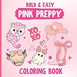 Pink Preppy Stuff Coloring Book: 40 Bold & Easy
