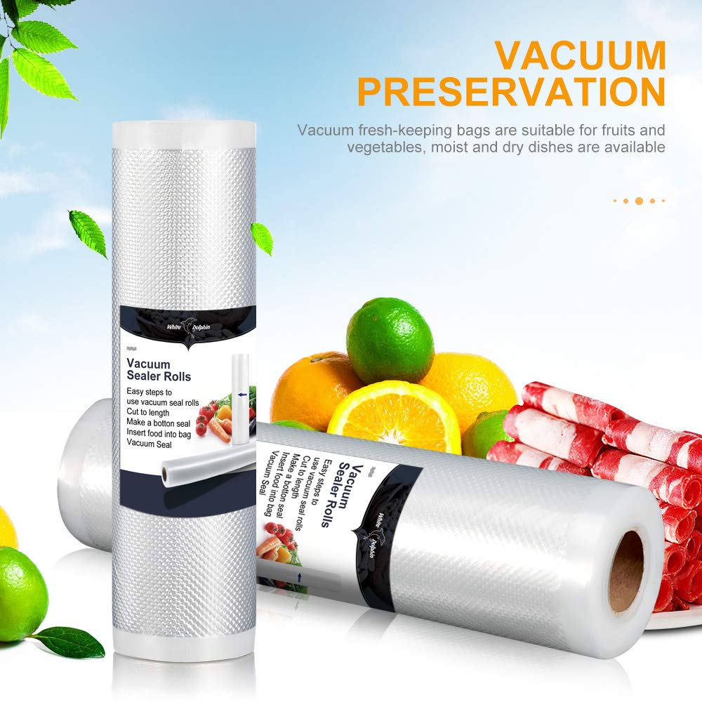2Pack Recycled Vacuum Sealer Bags Rolls White Dolphin 7.87 * 196.85