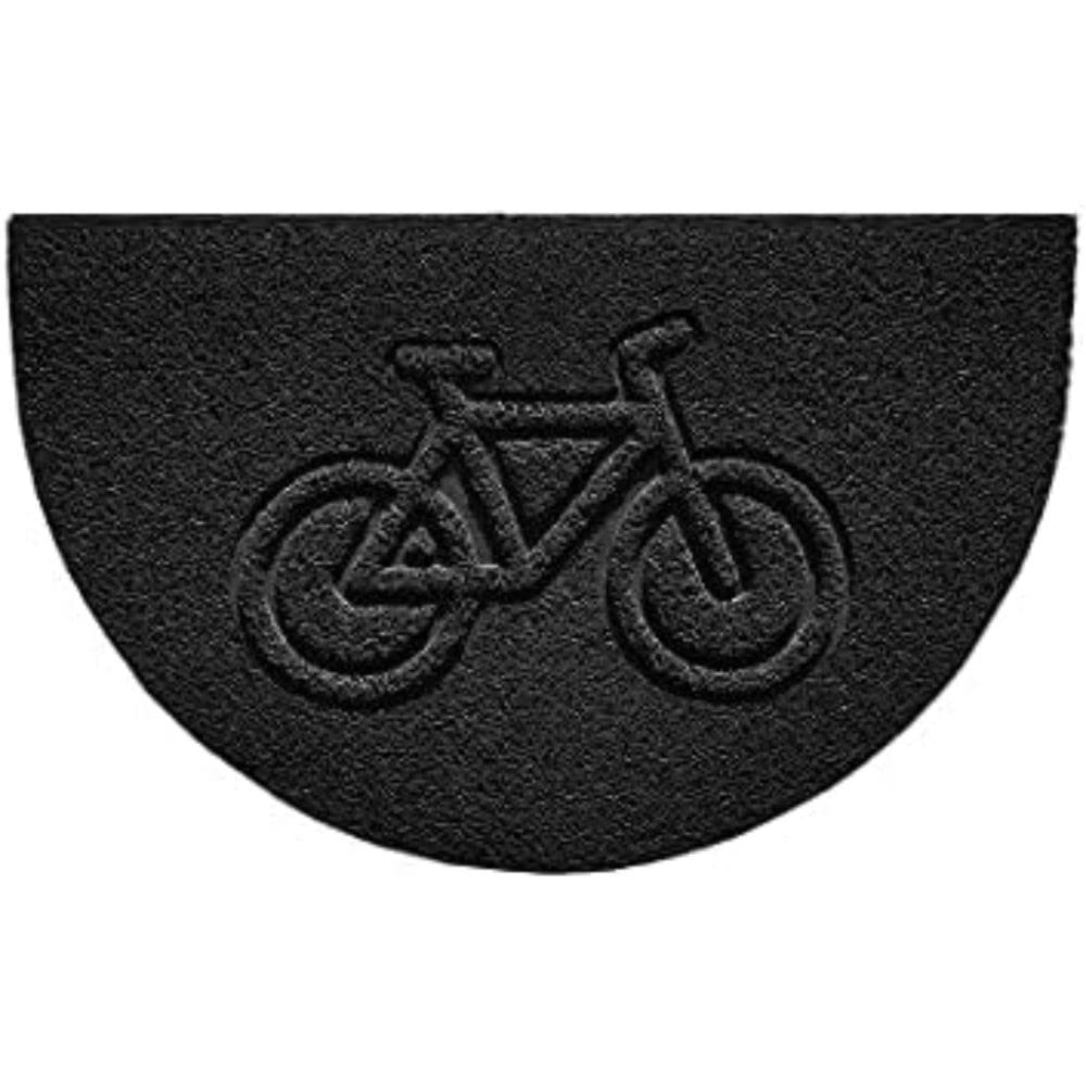 Nicoman Embossed Halfmoon Half Circle Door Mat Dirt-Trapper Jet-Washable Doormat 70x44cm (Black, BIKE Shape) - Use Indoor or Sheltered Outdoor