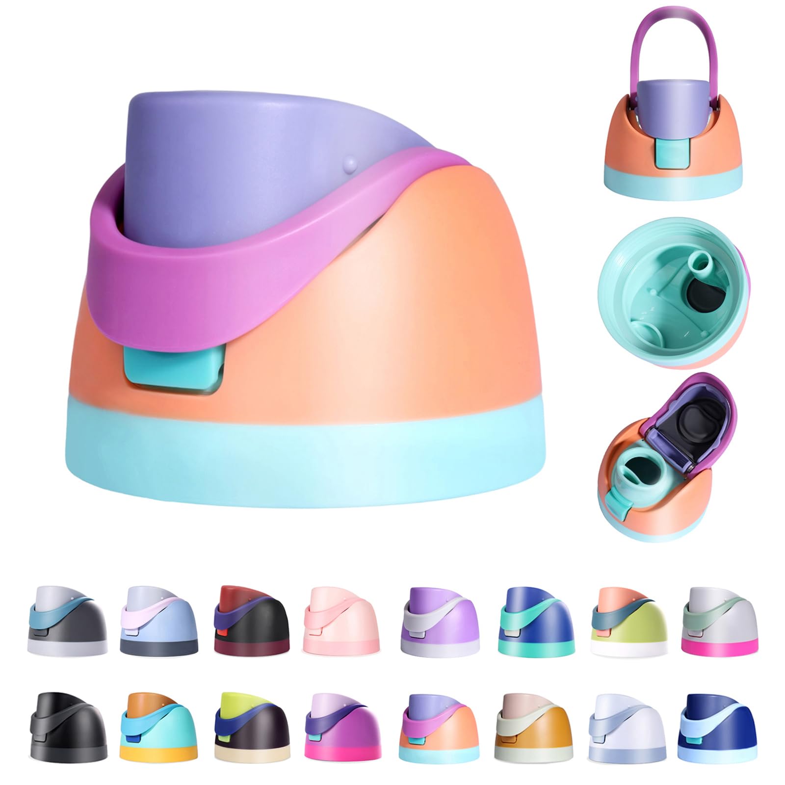 Photo 1 of Branbox Replacement Lid for Owala Freesip, Compatible with Owala Cup 16oz 24oz 32oz 40oz, One Button Water Bottle Top Lid for Owala Freesip, Leakproof, BPA-Free, Orange-Purple