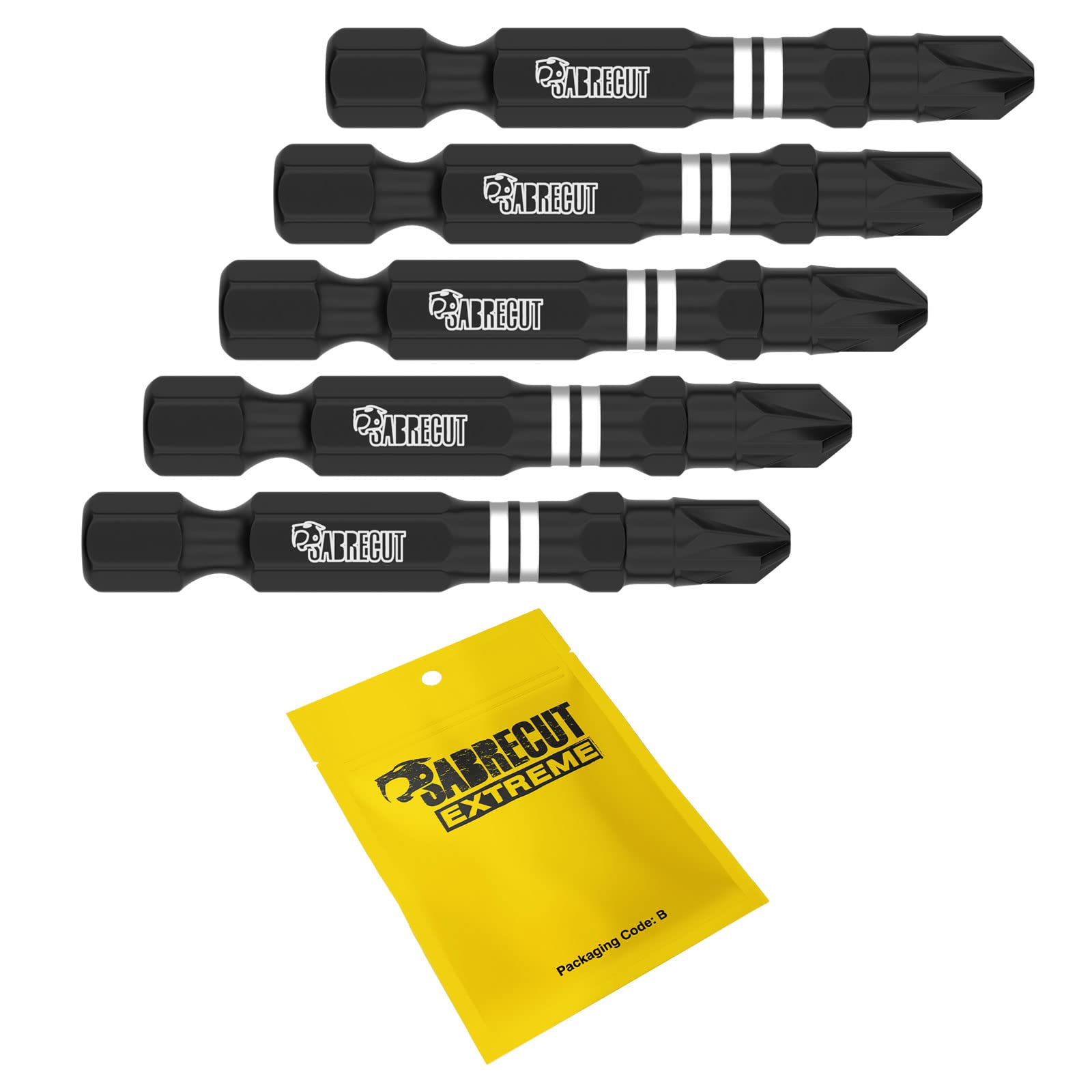 5 x SabreCut SCPZ350_5 50mm PZ3 Impact Screwdriver Driver Bits Set Single Ended Pozidriv POZI No.3 Heavy Duty