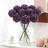 SHINE-CO LIGHTING Artificial Chrysanthemum Ball Flowers Bouquet 10pcs Present for Important People Glorious Moral for Home Office Coffee House Parties and Wedding (Purple)