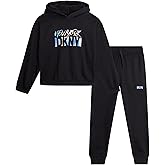 DKNY Baby Girls Pants Set - 2 Piece Fleece Pullover Hoodie and Girls Sweatpants - Cozy Sweatsuit Set for Infants and Toddlers