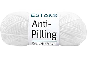 Estako DailyKnit-DK - 100% Anti-Pilling Acrylic Yarn - Soft DK Light Weight #3 - (3.52 oz / 273 Yds) - for Knitting & Crocheting (80001 - White)