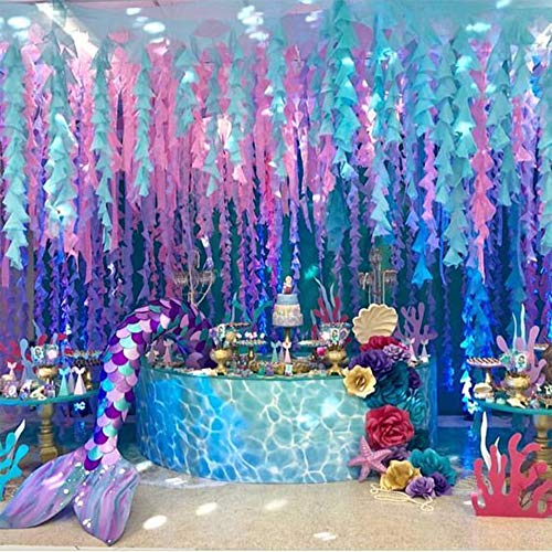 image for RUBFAC 12 Rolls Crepe Paper Streamers Mermaid Colors, Lavender, Purple