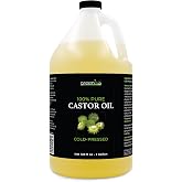 GreenIVe 100% Pure Castor Oil &ndash; Cold-Pressed, Hexane-Free &ndash; Hair, Eyebrows, Eyelashes, Skin Moisturizer, Castor Pack Wrap Oil Bulk Bottle (1 Gallon)
