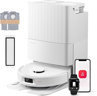 QV 35S-Set Saugroboter mit Wischfunktion, 10.000 Pa HyperForce Saugkraft, Anti-Tangle-Bürsten, Anhebbare Schleudermopps, Intelligente Hindernisvermeidung, All-in-One Dock (Weiß)