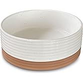 Mora Ceramic Pet Bowl - Large Food/Water Dish for Large Dogs, Cats, Great Dane, Mastiff - 50oz or 8 Cups - Basic Bowls - Vanilla White