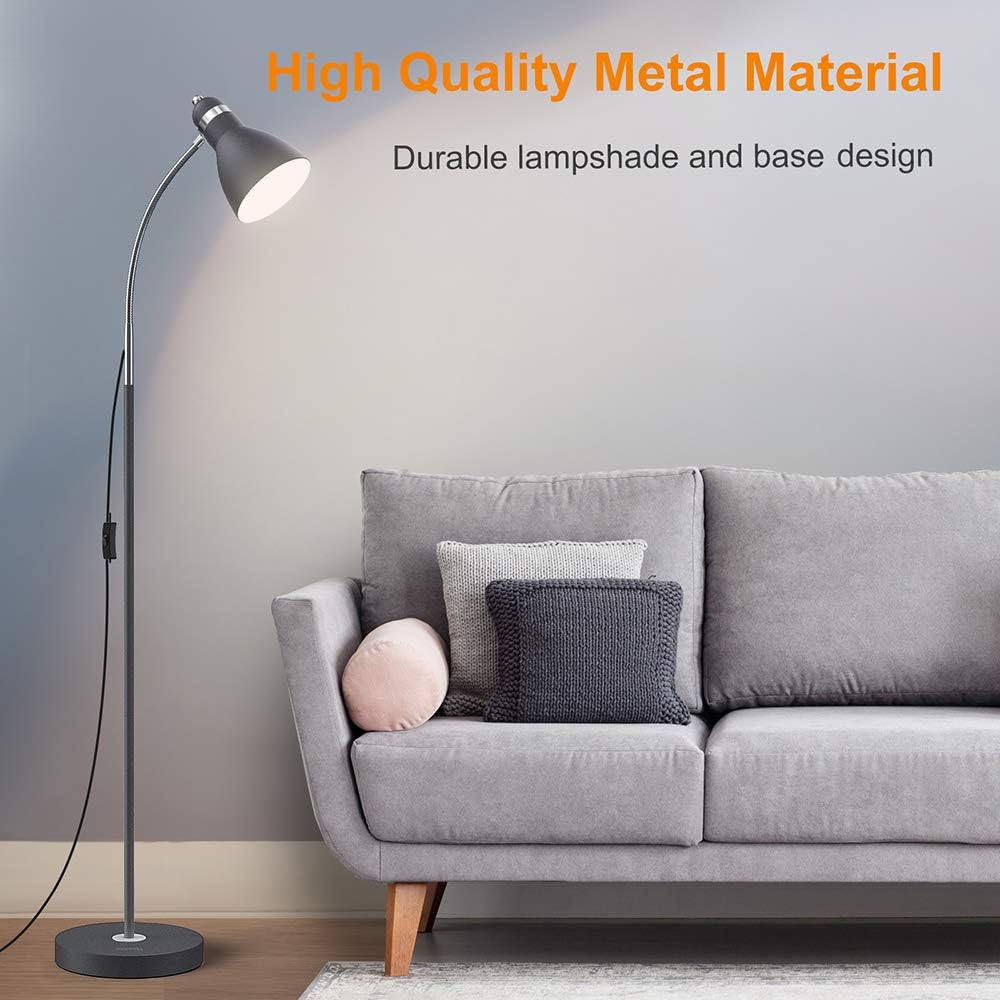 LEPOWER Metal Floor Lamp, Adjustable Goose Neck Standing Lamp with Heavy Metal Based, Torchiere Light for Living Room, Bedroom, Study Room and Office - - 