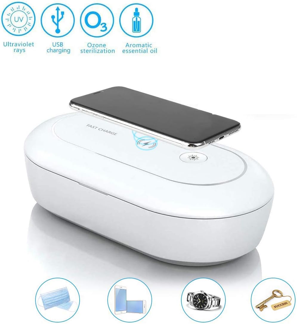 UV Lights Sterilization Box with Aromatherapy, Fast Charging Disinfection Box for Cell Phone, Jewelry, Watches, Glasses, Socks