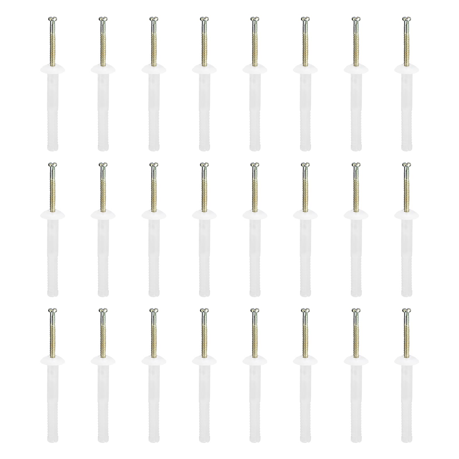 DTGN 1/4" x 2" (D x L) Mushroom Nail Drive Anchors - 100Pack - Good for Furniture Installation - Steel Zinc Nail Nylon Drywall Rivets - White