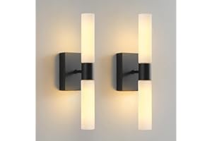 Wall Sconces Set of 2 Matte Black Applique Murale Modern Wall Light Fixtures Metal Sconces Wall Lighting with Frosted Tube Gl