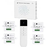 XUK Wireless Light Switch and Receiver Kit, 10A, 1 Switch, 4 Receivers | RF remote light switch for LED lamps and ceiling lights; up to 300FT in open areas, one switch pairs with multiple receivers