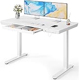 Marsail Standing Desk with Drawer, 48 x 24 inch Whole Piece Tabletop Electric Standing Desk, Height Adjustable Desk with USB 