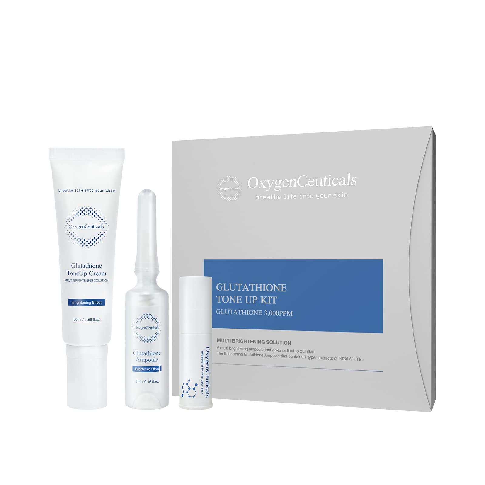 Photo 1 of OxygenCeuticals Glutathione ToneUp Kit – Antioxidant Skincare Set with Glutathione and Niacinamide, Ampoule and Cream Duo 2-Piece Set, Made in Korea