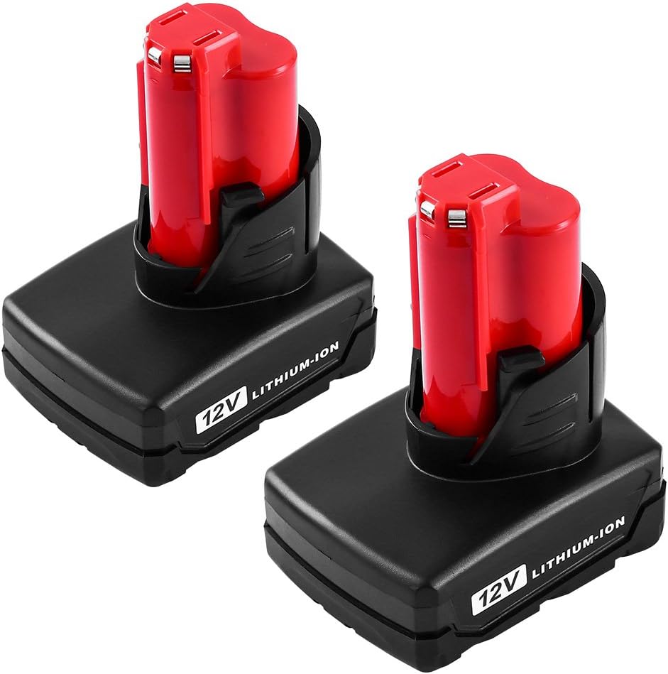 Upgraded 6.0Ah High Capacity 12V Replace for Milwaukee M12 Battery 48-11-2411 48-11-2420 48-11-2401 2455-20 12-Volt XC Cordless Milwaukee Tools - 2 Pack