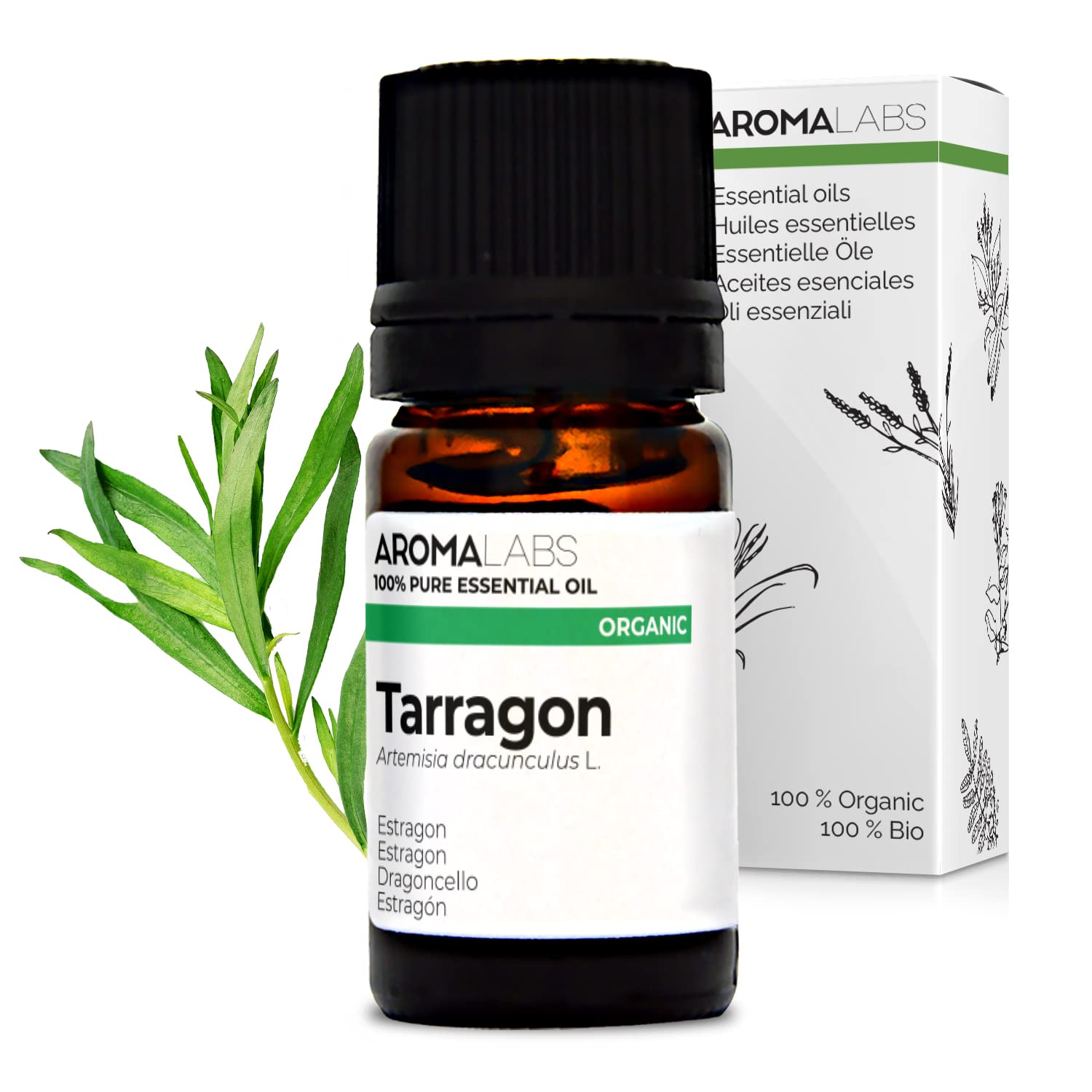Bio - Tarragon Essential Oil - 5mL - 100% Pure, Natural, Chemotyped and AB Certified - AROMA LABS (French Brand)