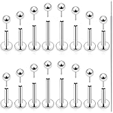 Uzgtvy 20G 18G 16G Threadless Lip Labret Nose Rings Studs Flat Back Earrings 316L Surgical Steel Snake Bites Lip Medusa Monroe Rings Push in Cartilage Tragus Helix Conch Earrings Studs 6mm 8mm 10mm