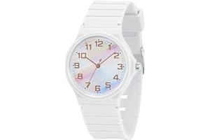 CKV Kids Analog Watch for Girls Boys Kids Watches Learning Time and Easy to Read, 5ATM Waterproof, Minimalist Wrist Watch with Soft Band 5-18 Years Old Children