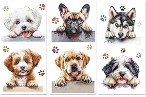 Peacoblue Rub on Transfer Decals for Furniture Crafts 6"x12", 3Pcs Dogs Waterproof UV DTF Transfer Decals Sticker for Dresser