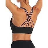 OYANUS Sports Bras for Women Sexy Crisscross Back Padded Strappy Workout Bras Medium Support Yoga Bra with Removable Cups