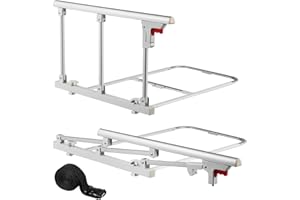 VEVOR Foldable Bed Rail for Elderly, 28 in Bedside Assist Rail with Fixing Strap, Adjustable Height Pipe Bedside Cane, High-S