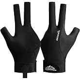 Glowjoy Billiard Pool Glove for Left Hand 3 Finger, Billiards Glove, Pool Cue Glove, Snooker Cue Sport Glove Popular Sizes, Sizes for Men &amp; Women