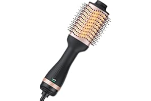 DELPATTERN Hair Dryer Brush Blow Dryer Brush in One, 4-in-1 Ionic Hair Dryer Brush and Styler Volumizer with 3.2" Oval Barrel, 33000RPM High-Speed Motor, Hot Air Straightener Brush, All Hair Types, MS-D07A