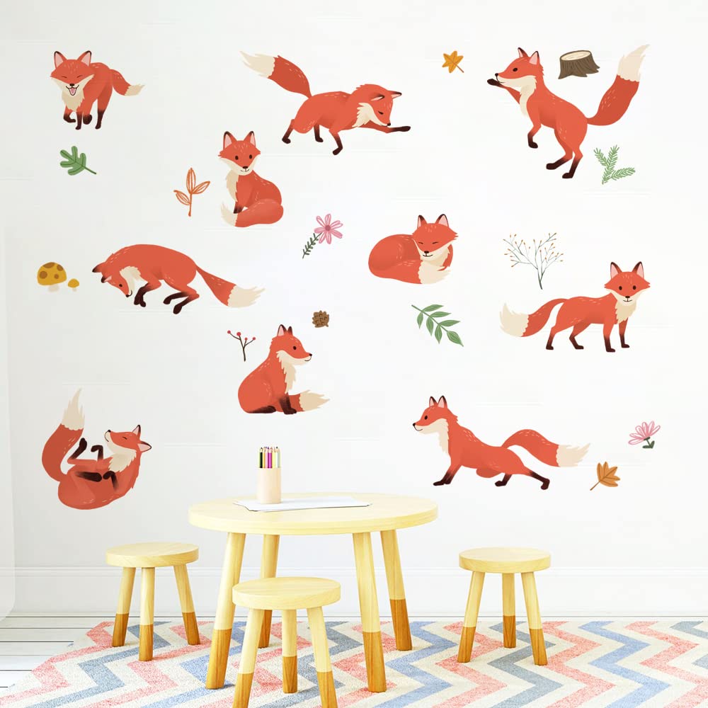 Runtoo Large Forest Animals Fox Wall Stickers for Kids Bedroom Nursery Classroom