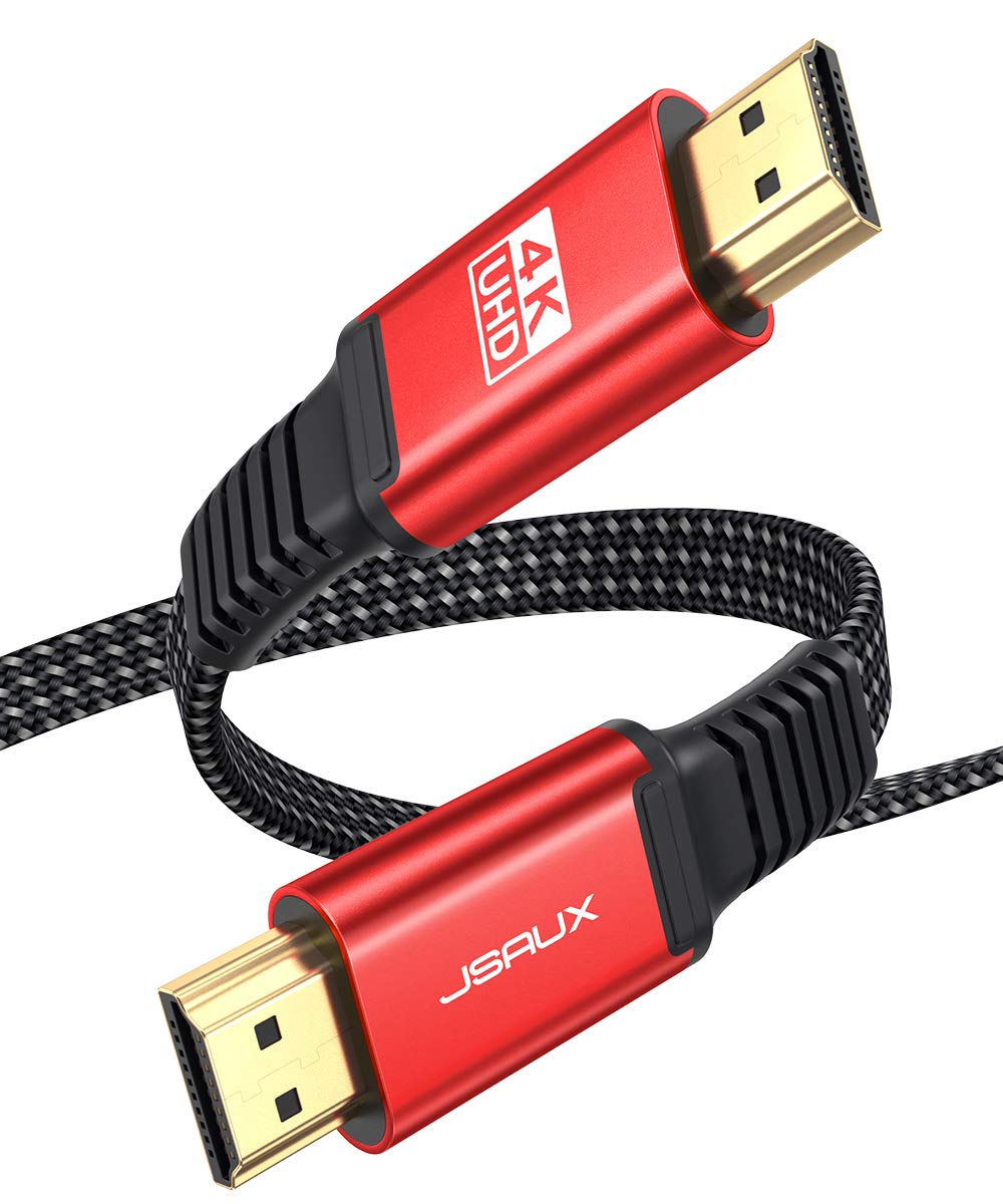 JSAUX 4K HDMI Cable, 1M Flat HDMI 2.0 Cable Ultral High Speed 18Gbps Lead Cord Support 3D, Video 4K@60Hz, UHD 2160P, HD 1080P, Ethernet Compatible with Fire TV, Apple TV, Xbox PS4 PS3 PC - Red