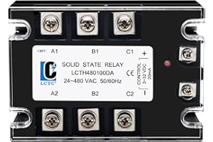LCLCTC 3 Phase Solid State Relay SSR-100DA DC to AC (Input 3-32VDC to Output 24-480VAC) (DC to AC 100A)