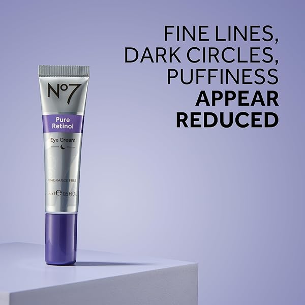 NO7 PURE RETINOL EYE CREAM – UNDER EYE CREAM FOR WRINKLES, FINE LINES & PUFFINESS WITH 0.5% RETINOL – INFUSED WITH SHEA BUTTER TO SMOOTH AND HYDRATE SKIN (0.5 OZ)