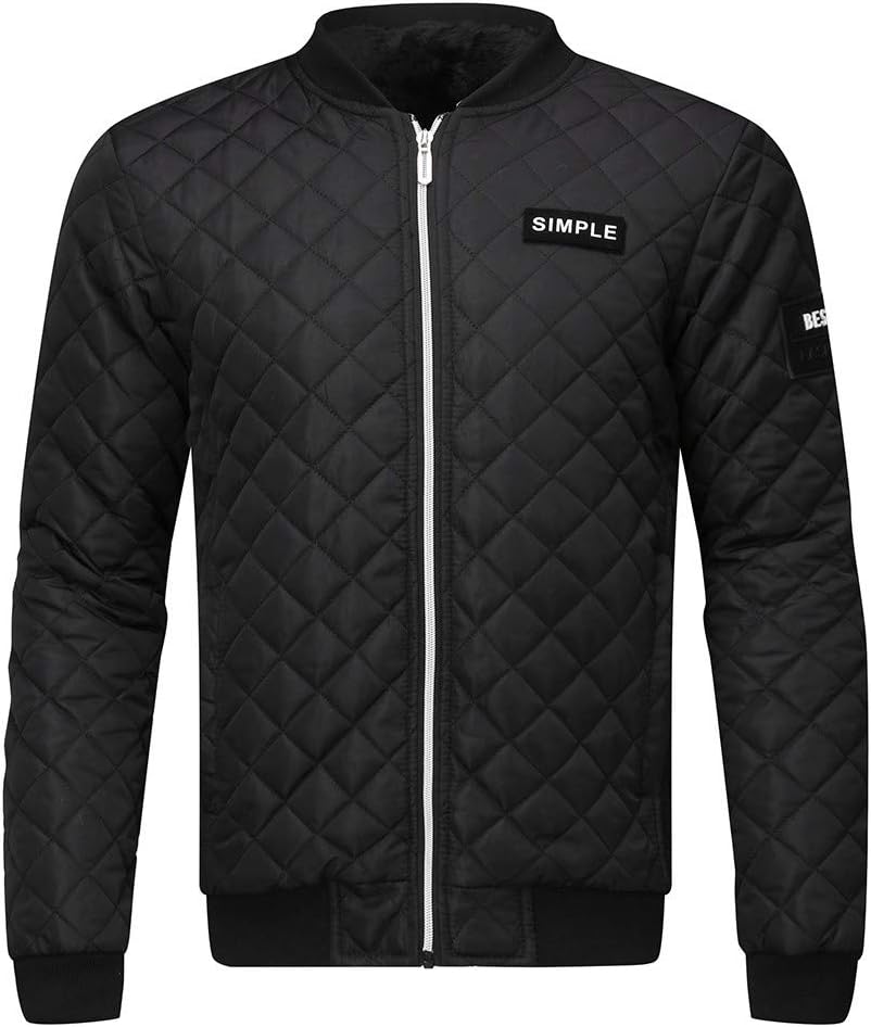 TOTAMALA Men's Full Zip Lightweight Jackets Thicken Warm Quilted Cotton Jacket Long Sleeved Coat Outerwear(M/6XL)