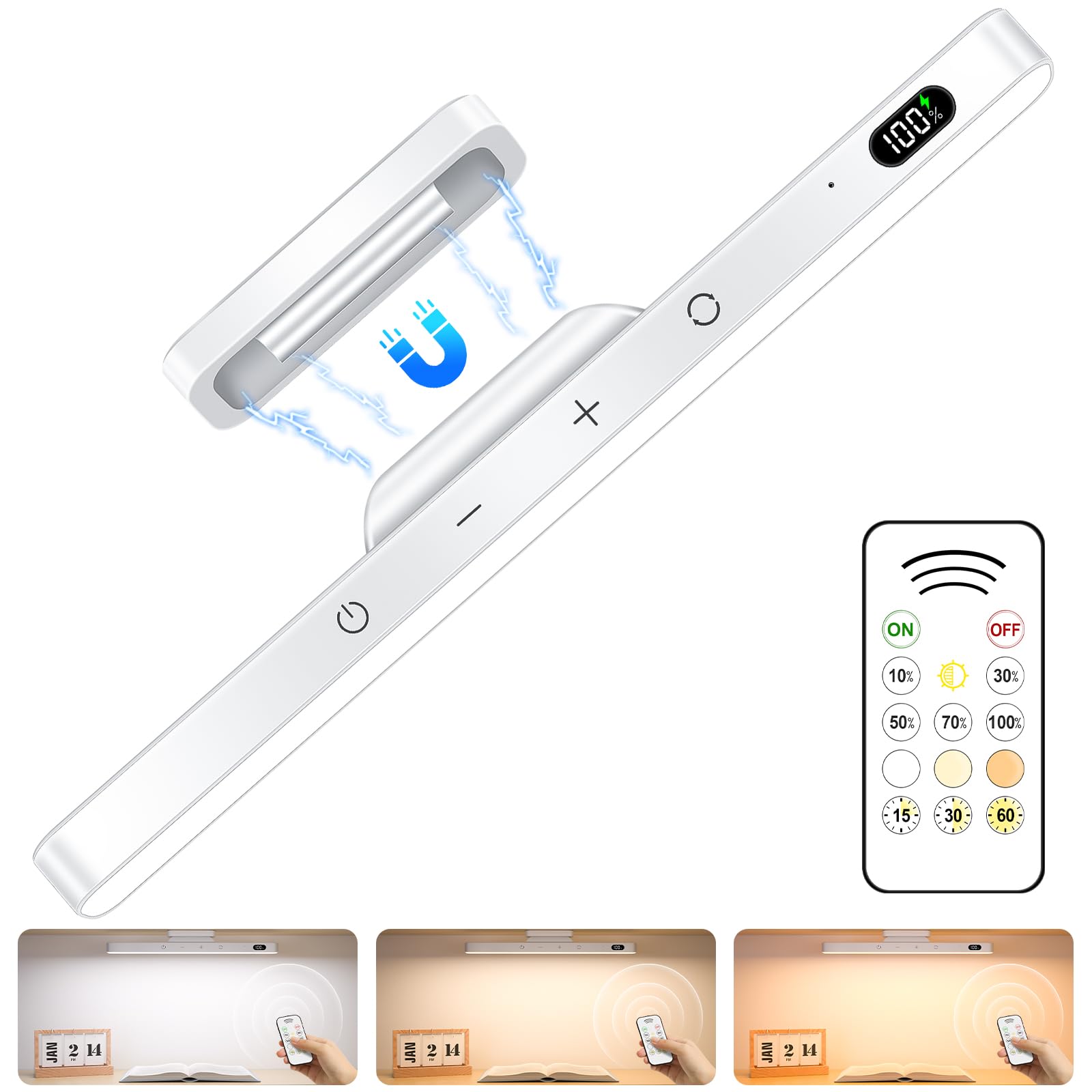 Photo 1 of Ferswe 5W Mirror Lights with Remote Control,3 Color Adjustable Makeup Light with 120 LEDs,2500mAh Rechargeable Light Bar,Touch Light Wireless for Cabinets,Stick On Lights for Closet,Bunk Bed