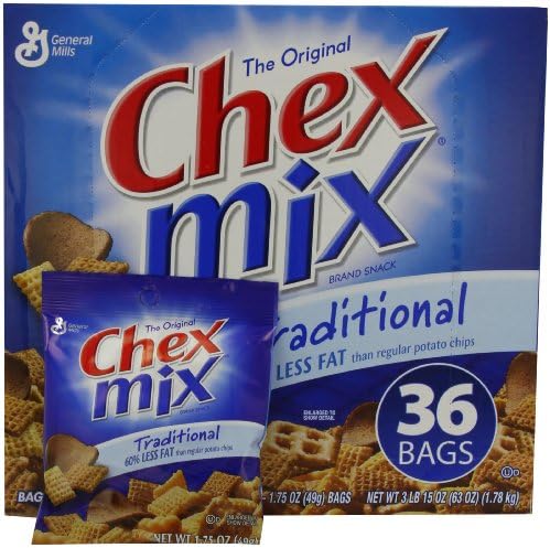 General Mills Chex Mix Traditional 60 Less Fat Than Regular Potato Chips 175 Oz Bags 36 Count