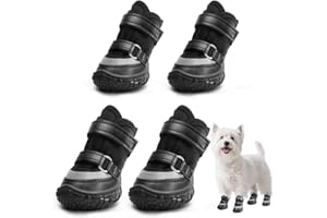 JZXOIVA Dog Shoes for Small Dogs, Breathable Dog Boots Paw Protector for Hot Pavement Winter Snow, Dog Booties with Reflective Strips Rugged Anti-Slip Sole for Hardwood Floors Walking Black Size 2