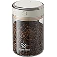 IRCtek Coffee Bean Storage Container with One-way Valve Airtight Lid Date Tracker for Coffee and More Food Fresh and Storage, Clear Borosilicate Glass Coffee Canister(1.2 Qt - 13.1 OZ)
