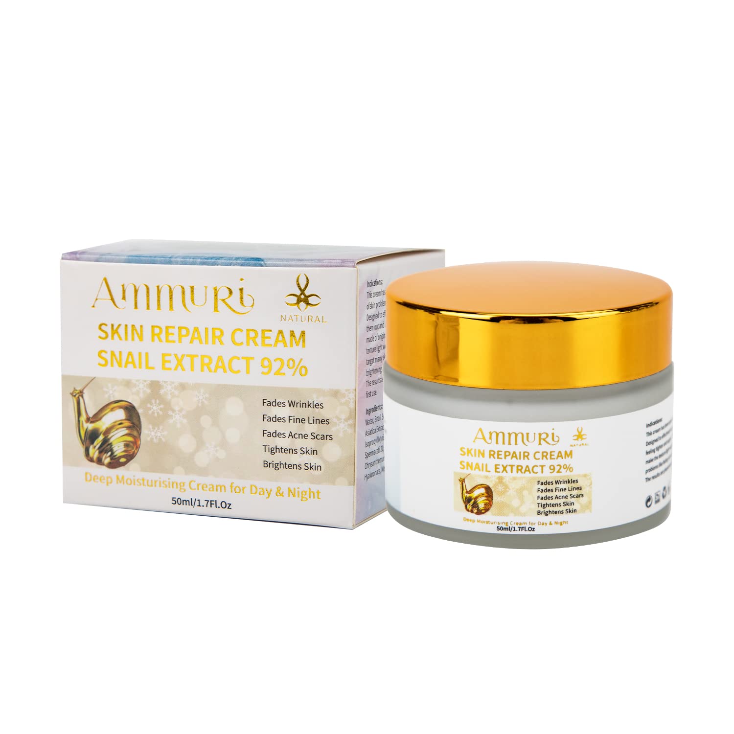Snail Extract Moisturising Cream for Face & Body with Hyaluronic Acid, Ginseng Stem Extract & Witch Hazel. Intensely Concentrated Regenerating Day & Night Cream