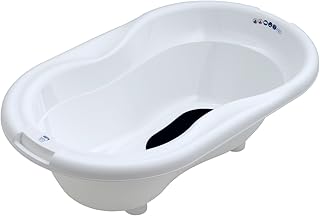 Rotho Babydesign TOP Badewanne, Mit Antirutschmatte und Ablaufstöpsel, 0-12 Monate, TOP, Weiß, 200010001