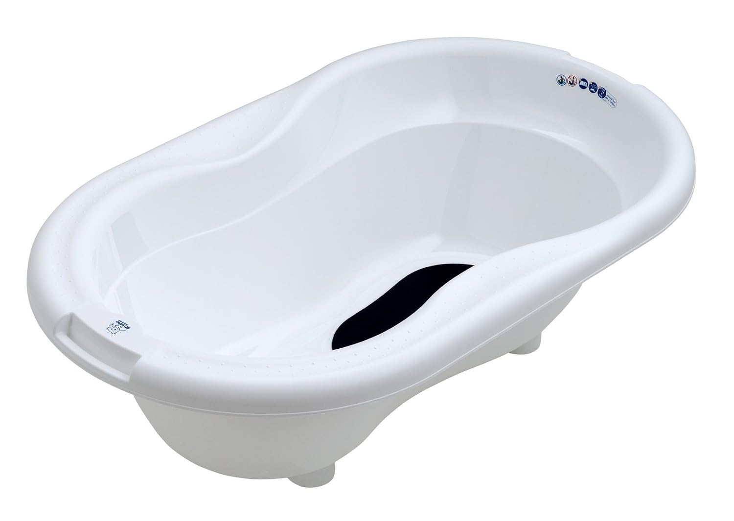 Rotho Babydesign TOP Badewanne, Mit Antirutschmatte und Ablaufstöpsel, 0-12 Monate, TOP, Weiß, 200010001
