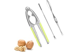Nut Crackers Walnut Cracker Heavy Duty Walnut Cracker Tool with 2 PCS Forks/Picks Seafood Cracker Walnut Opener Tool with Gre